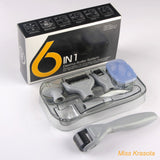 New 6 in 1 micro needle derma roller set Eye Face Body Skin Meso Beauty Dermaroller Kit