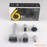New 6 in 1 micro needle derma roller set Eye Face Body Skin Meso Beauty Dermaroller Kit