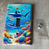 Light Switch Plate Cover Shark Ocean Sea Home Art Deco 1-Gang Single Toggle